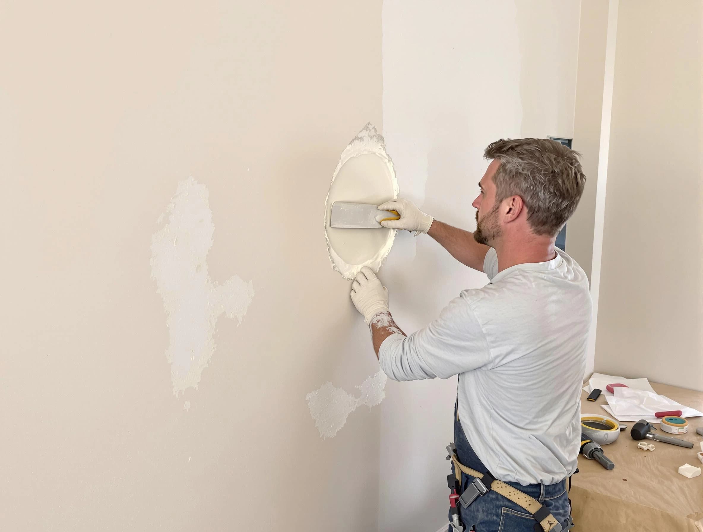 Tempe House Painters technician patching a drywall hole in Tempe, AZ
