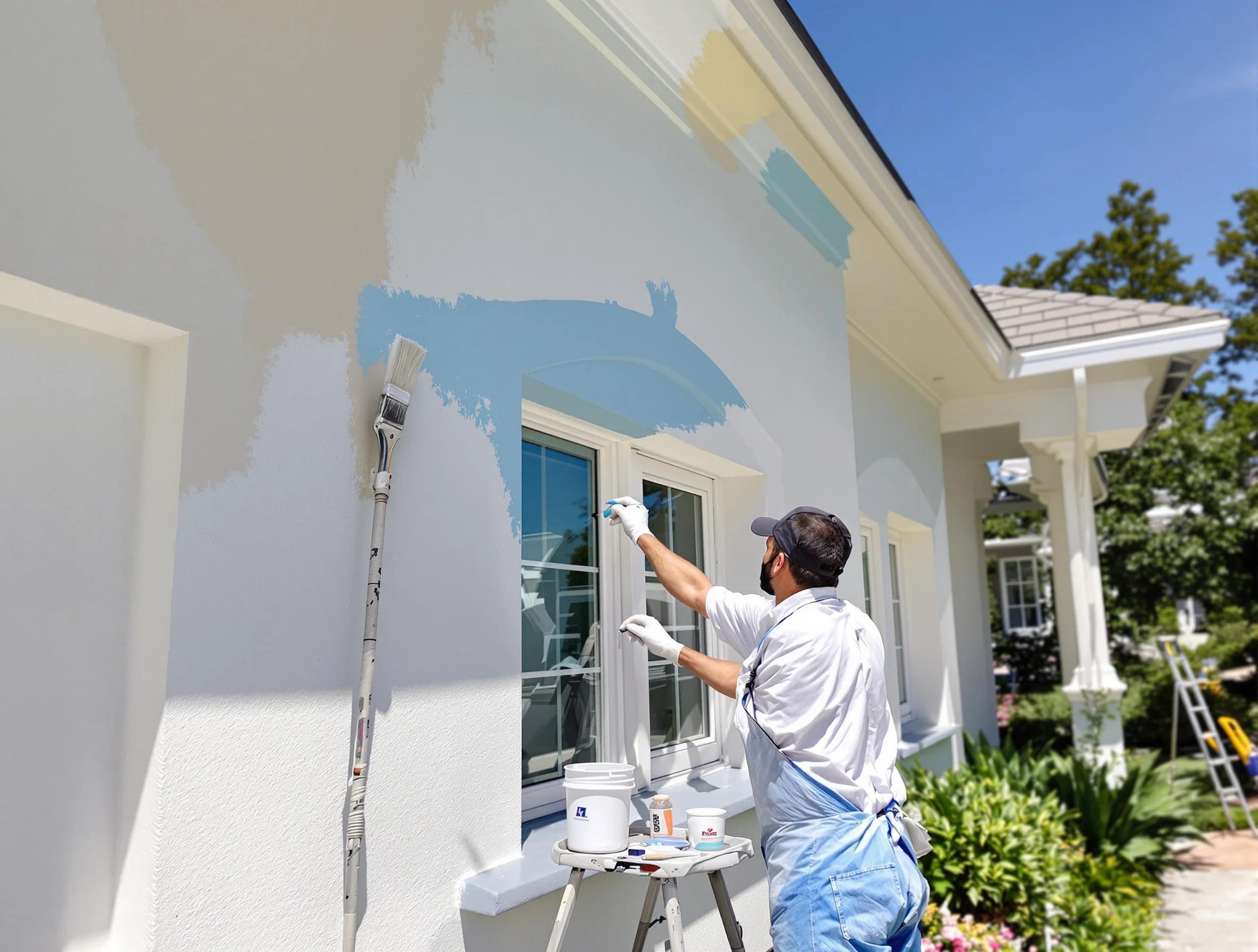 Tempe House Painters professional painting the exterior of a house in Tempe, AZ