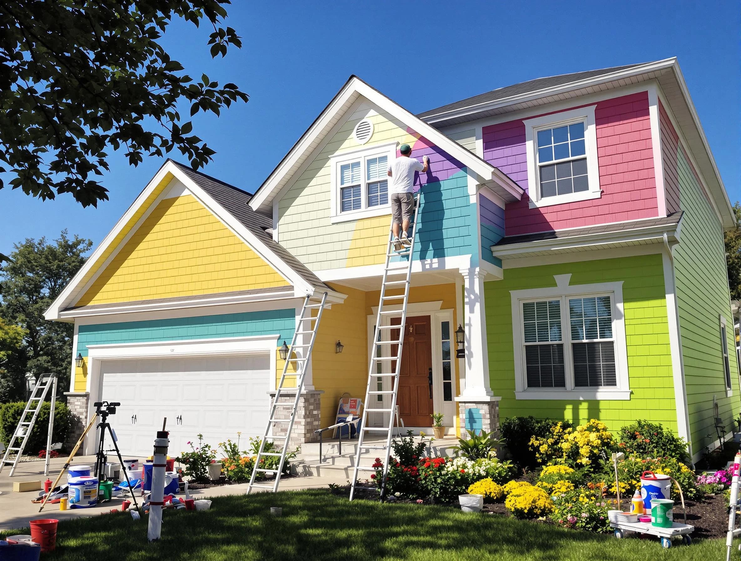 Tempe House Painters professionals painting a home exterior in Tempe, AZ