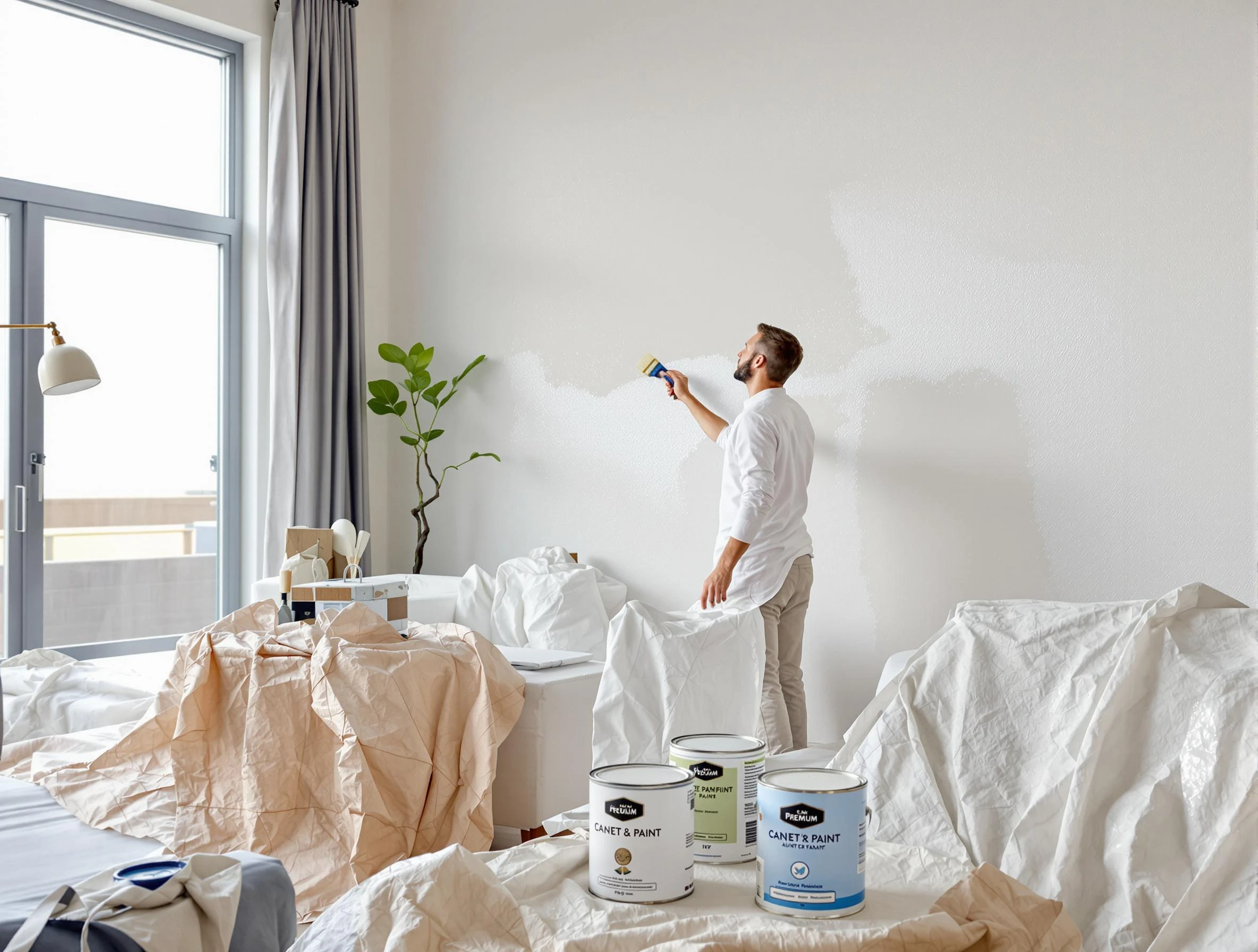 Tempe House Painters team carefully painting an interior wall in Tempe, AZ
