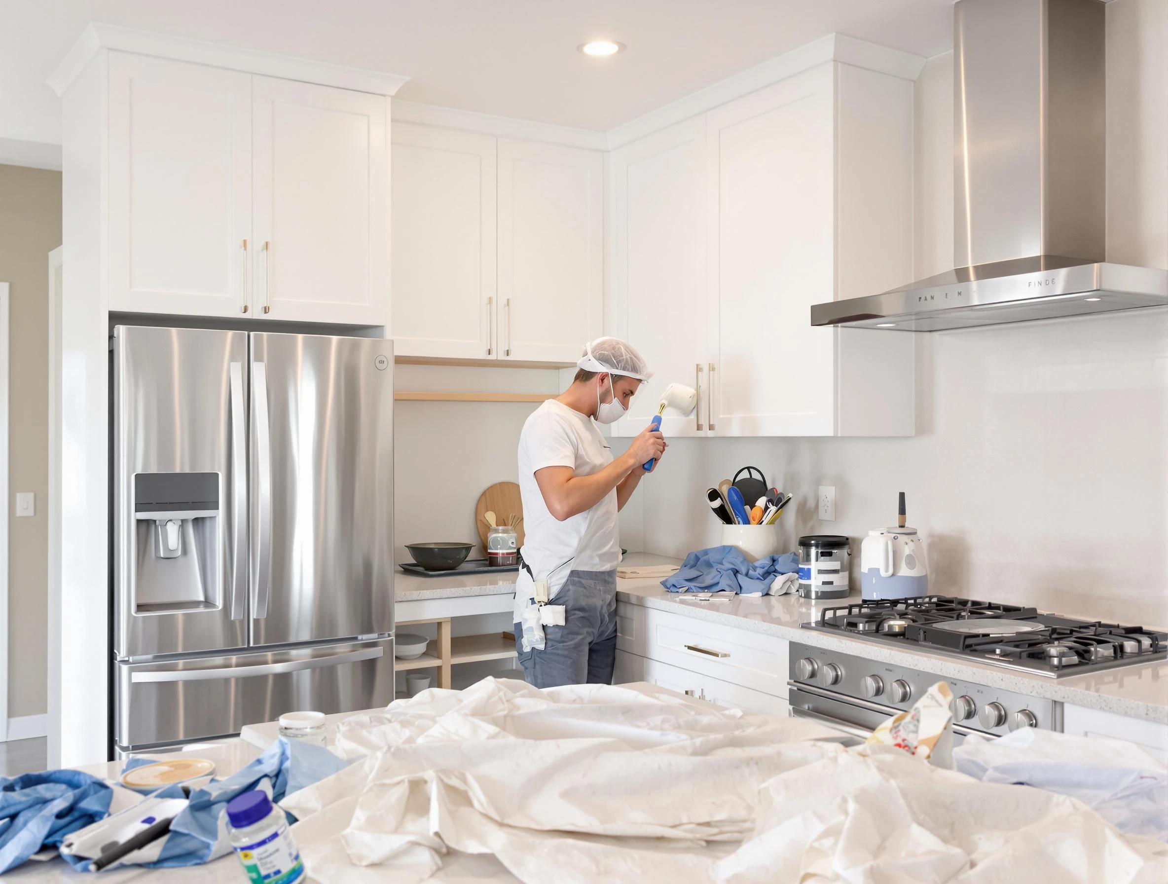 Tempe House Painters painter applying a fresh coat in a kitchen located in Tempe, AZ